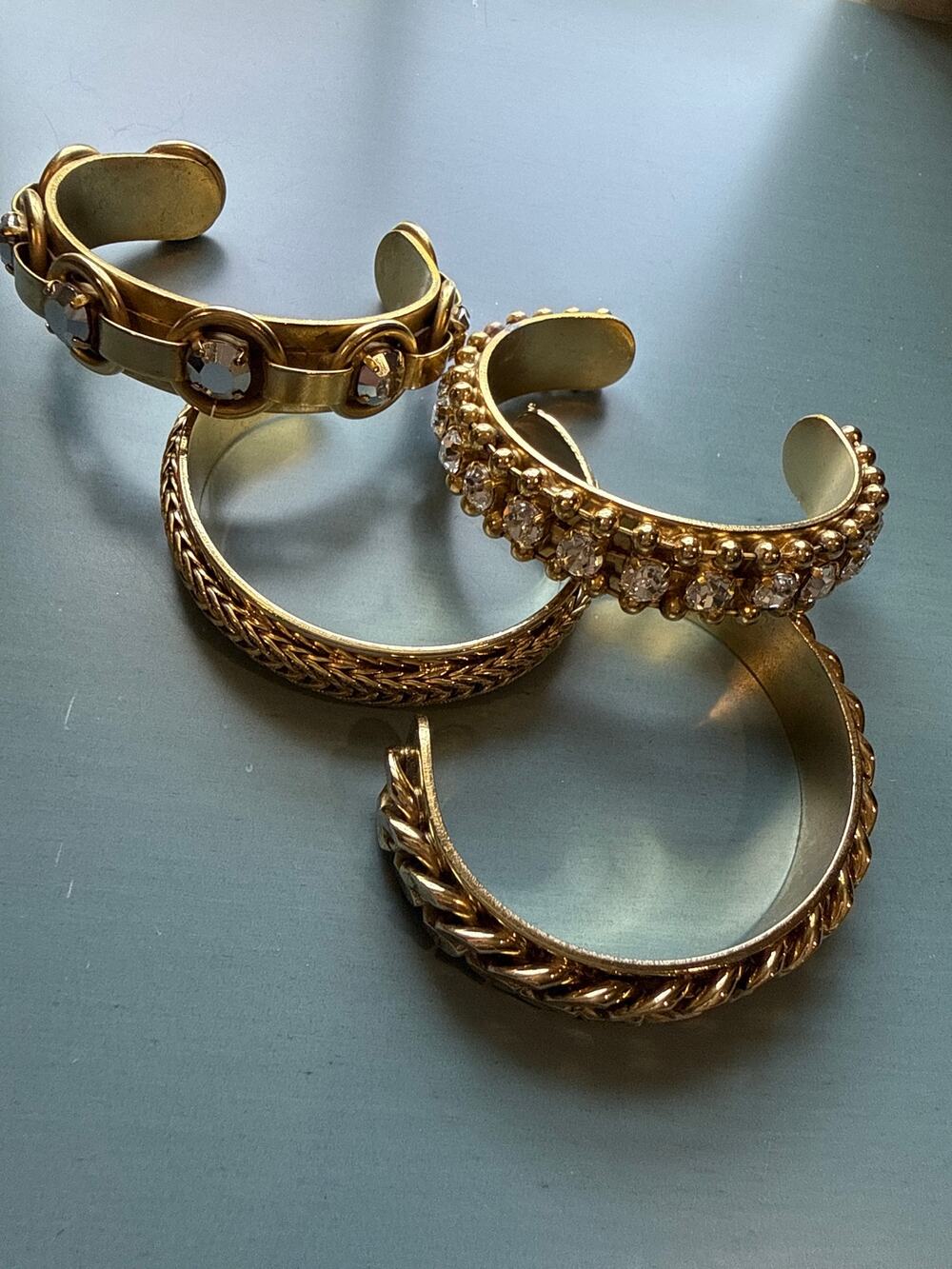 TOVA 4 Sabrina Gold 4 Stack Bangle Bracelets with Crystals New